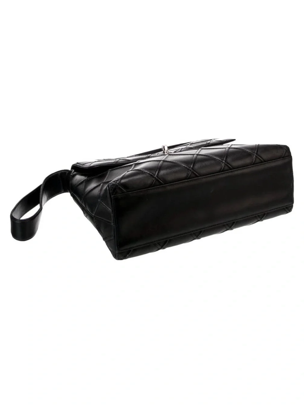 CHANEL Black Quilted Leather Shoulder Bag with Silver CC Hardware
